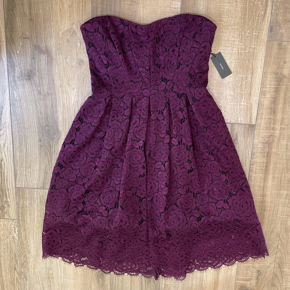 Vera Wang Dress Womens 14 Purple Lace Fit Flare Special Occasion Prom Party